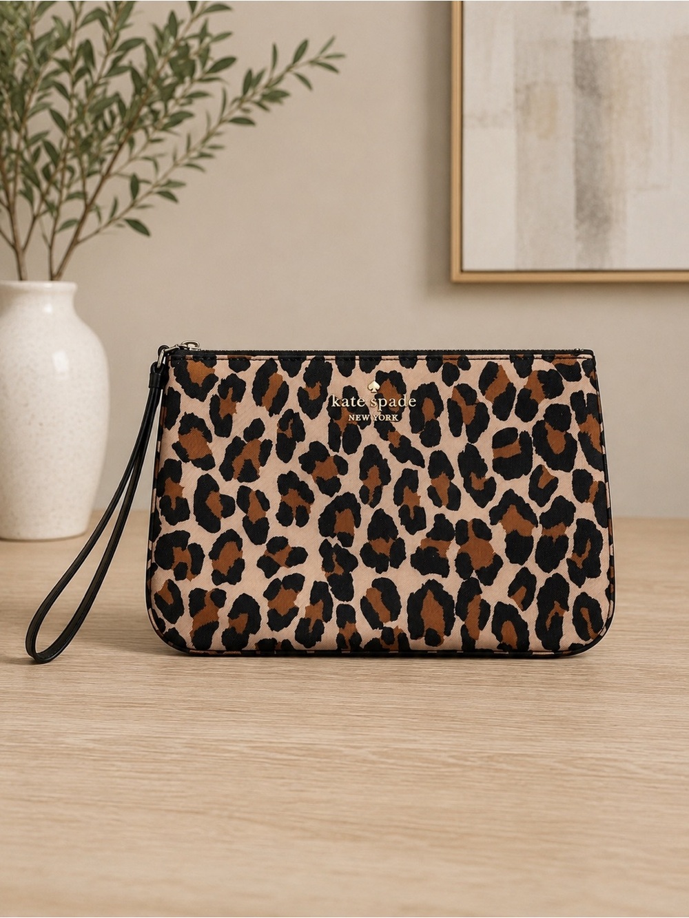 kate spade Leopard Print Wristlet Clutch - Brown, Black, Cream